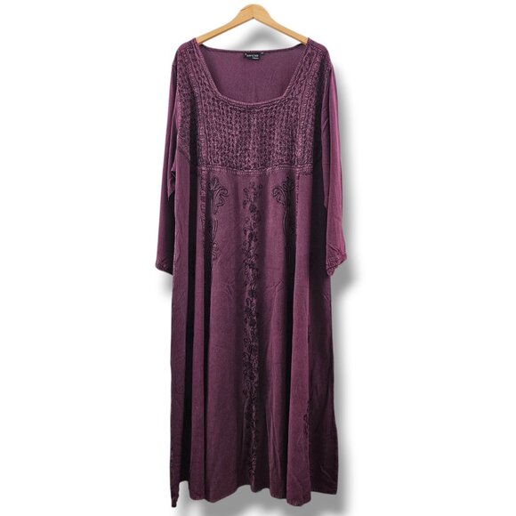 Romeo & Juliet Collection Maxi Dress 3X Embroidered Rayon Boho Gypsy Artsy Flowy - Picture 1 of 12